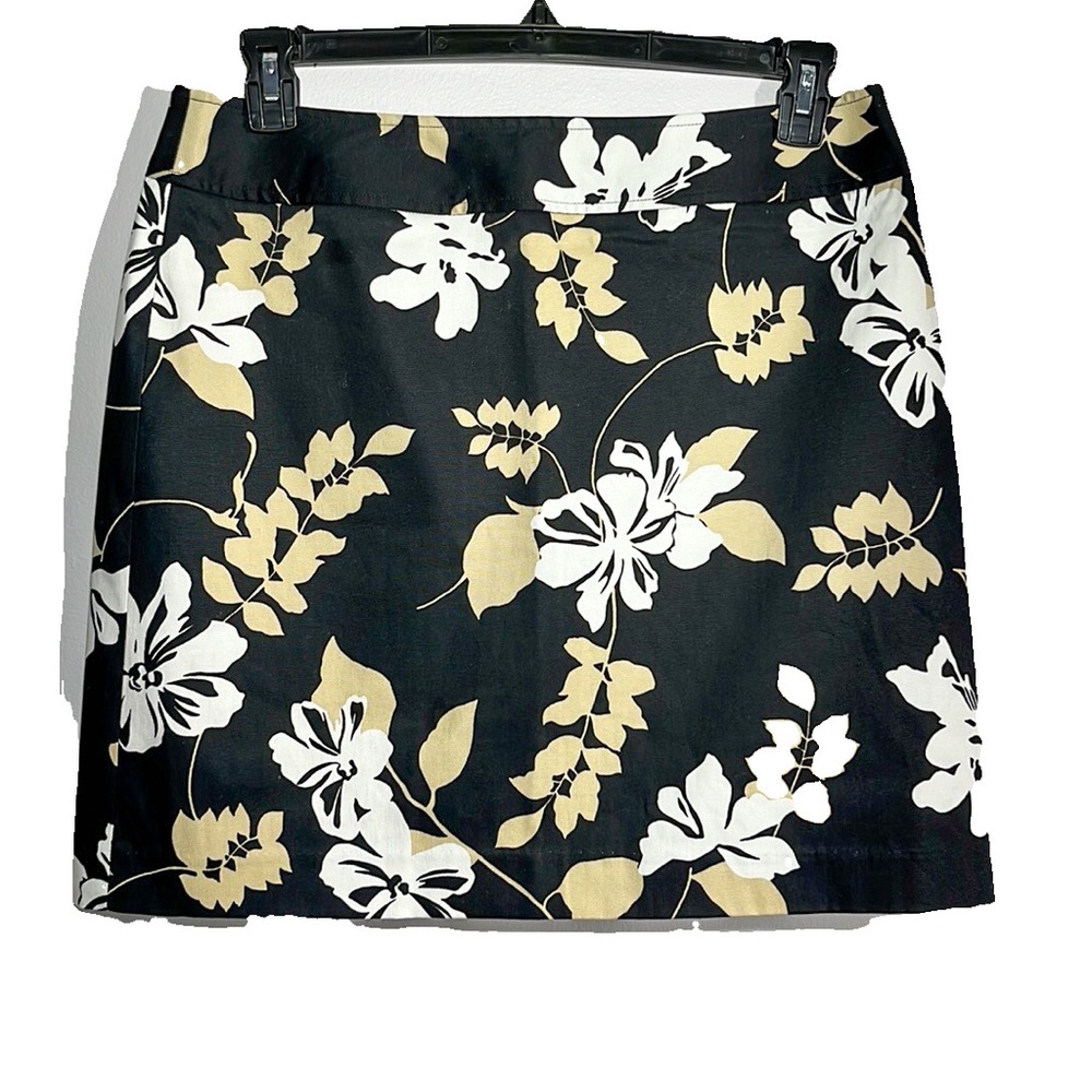 Rafaella Black Skirt with White/Tan Floral Size 12